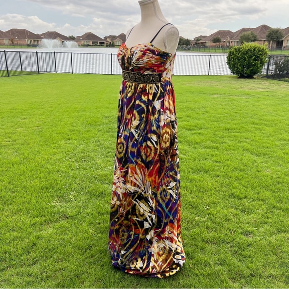 Oleg Cassini Multicolor Metallic Gown - Picture 6 of 9